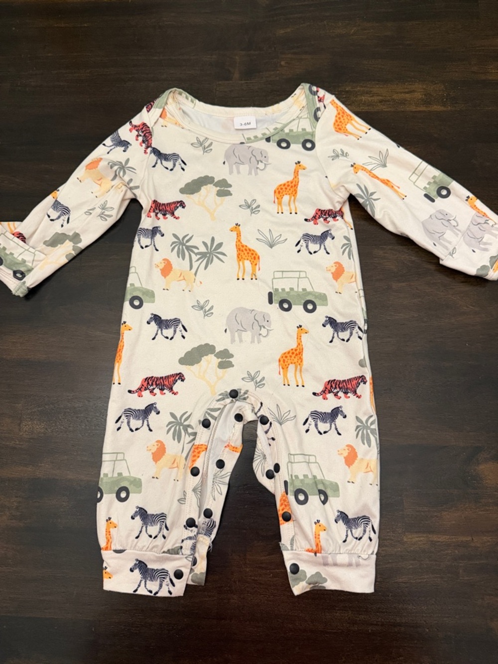 Safari Animal Print One-Piece Romper in Cream